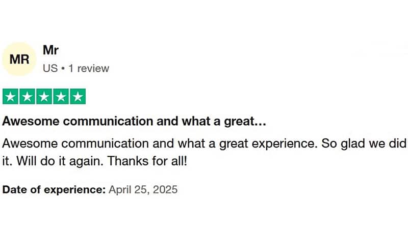 Trustpilot client review